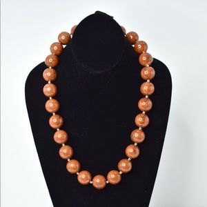 Rust and Gold Marble Beaded Necklace